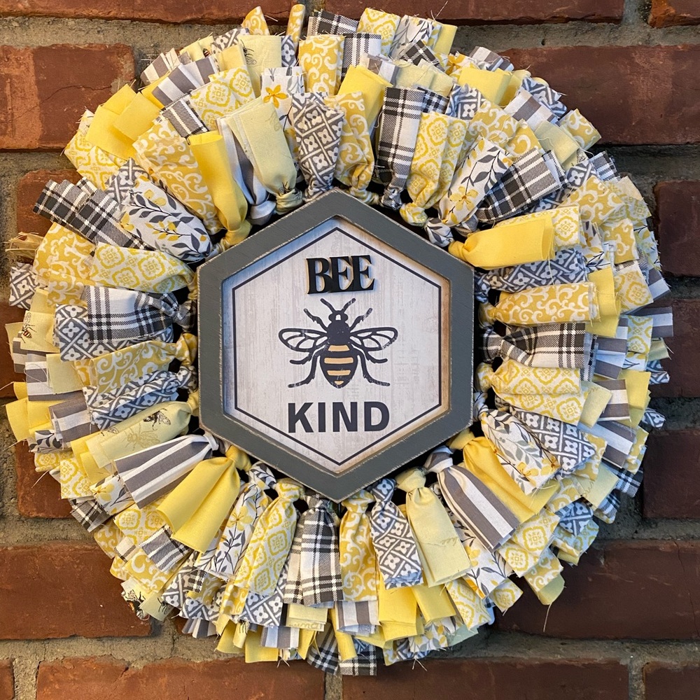 Bee Kind Rag Wreath
